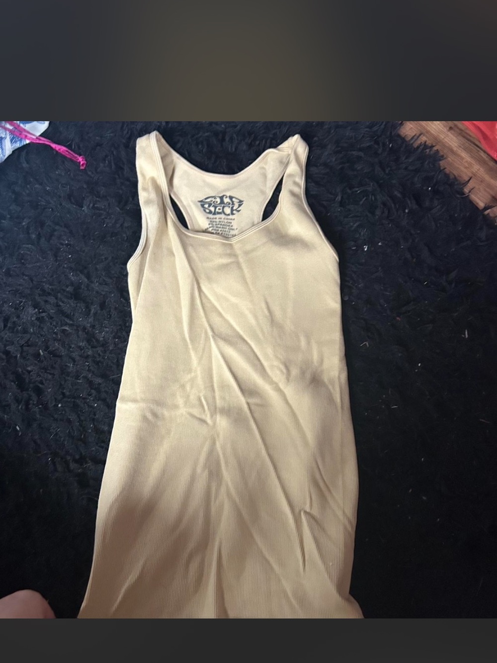 Body Central Beige Ribbed Racerback Tank Top